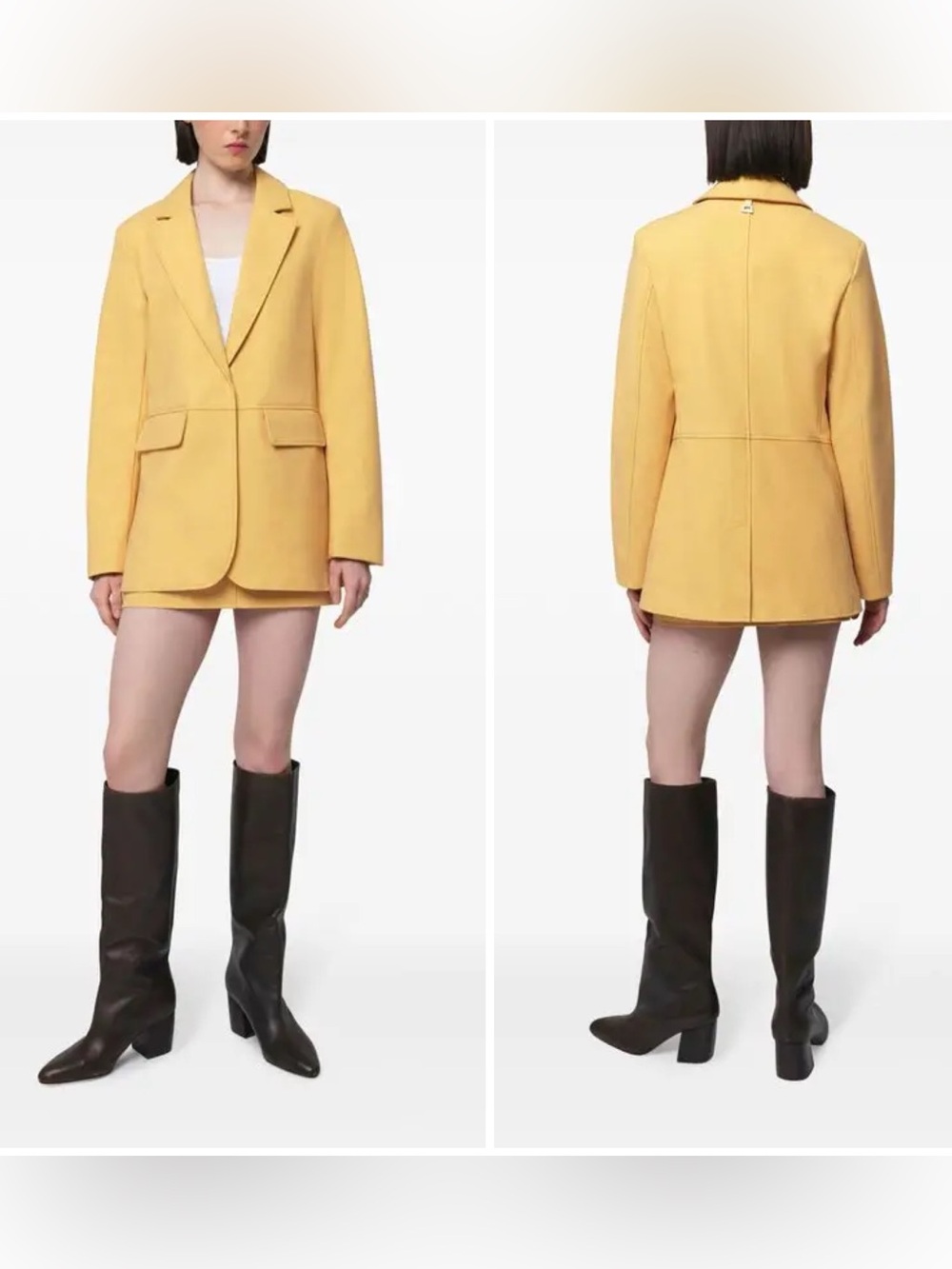 Apparis Faux Leather Blazer Jacket Yellow Vegan Leather Women’s Size Medium